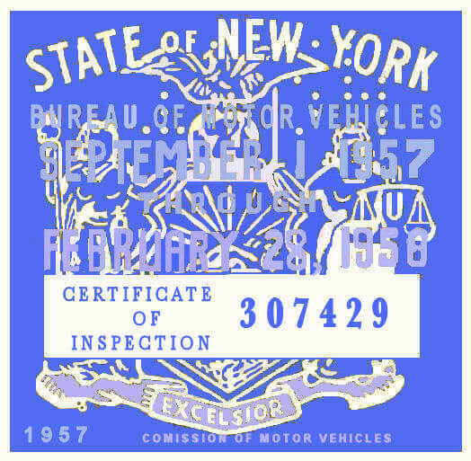 (image for) 1957-58 New York Inspection Sticker